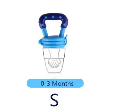Портативная силиконовая соска для младенцев, бутылочка для кормления свежей пищи, ручка для кормления, зубопрорезыватель - Цвет: Blue S