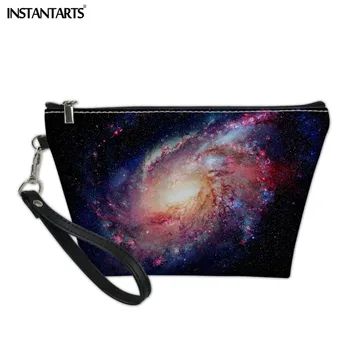 

INSTANTARTS 2018 Women Make Up Bag with Belt Colorful Starry Series Printing Girls Ladies Portable Pouch Bags Cosmetic Handbags