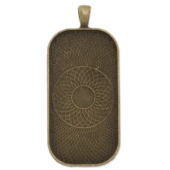 

Rectangular Pendant Tray, 27X60mm Cabochon Setting, Antique Bronze Bezel Pendant Blanks, Cameo Pendant Base, 20pcs/lot - C3604