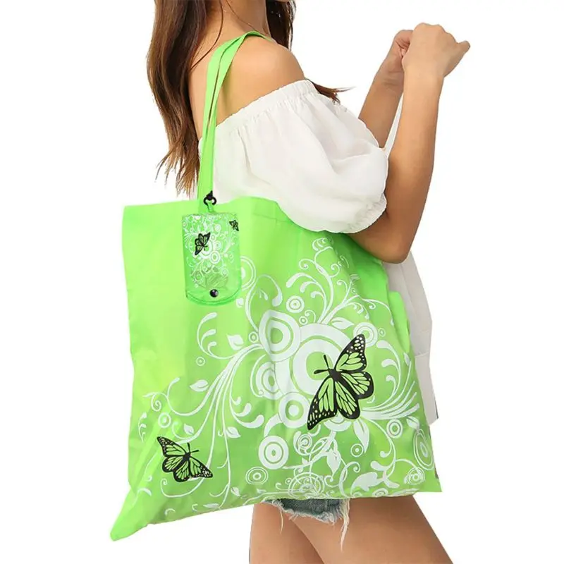 Fashion Butterfly Floral Reusable Folding Shopping Bag Travel Pocket Grocery Bags Totes Fashion Butterfly Floral Reusable Folding Shopping Bag Travel Pocket Grocery Bags Totes