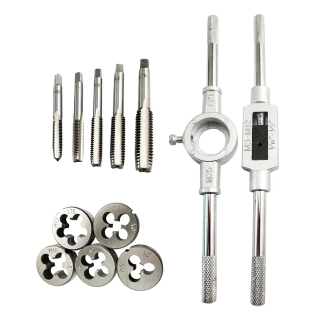 12 Pieces Essential Threading Tool with Storage Case Metric Tap and Die