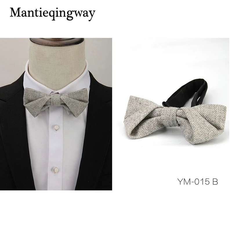 Mantieqingway Мода деловой галстук-бабочка для мужские галстуки плед печатных полиэстер + шерсть костюм свадебный галстук мужской тощий Галстуки
