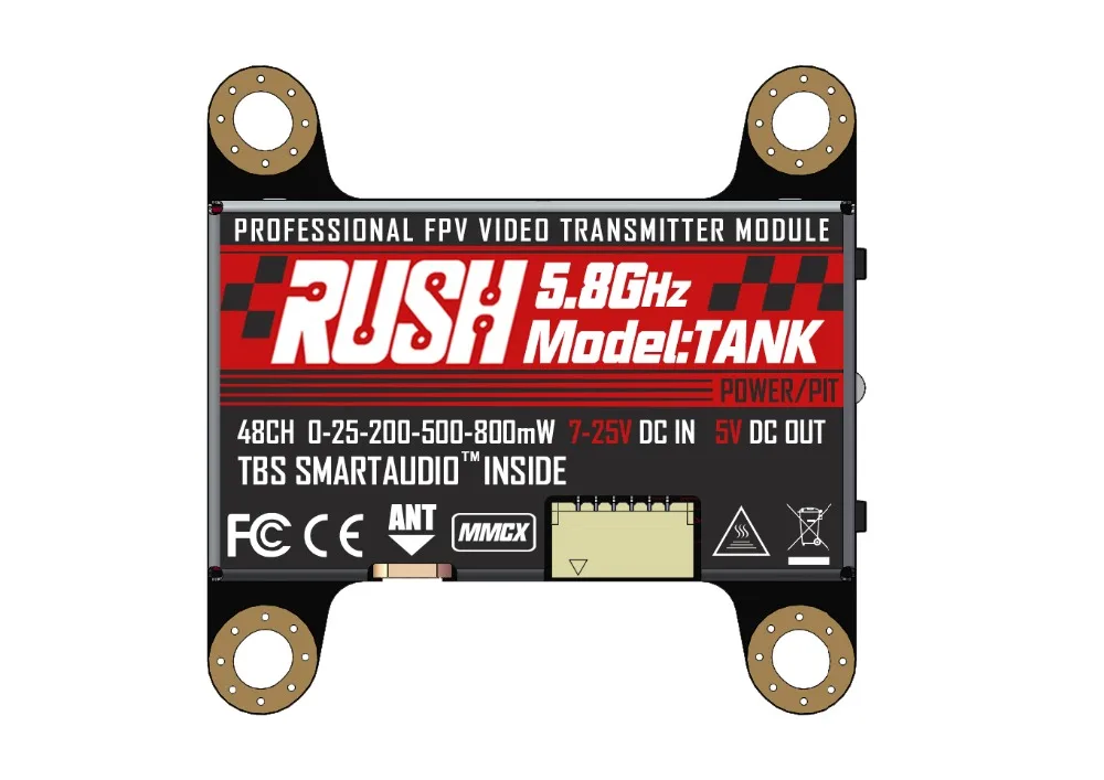 

RUSH VTX TANK 5.8GHz 48CH PIT/25/200/500/800mW Transmitter For FPV Racing Drone