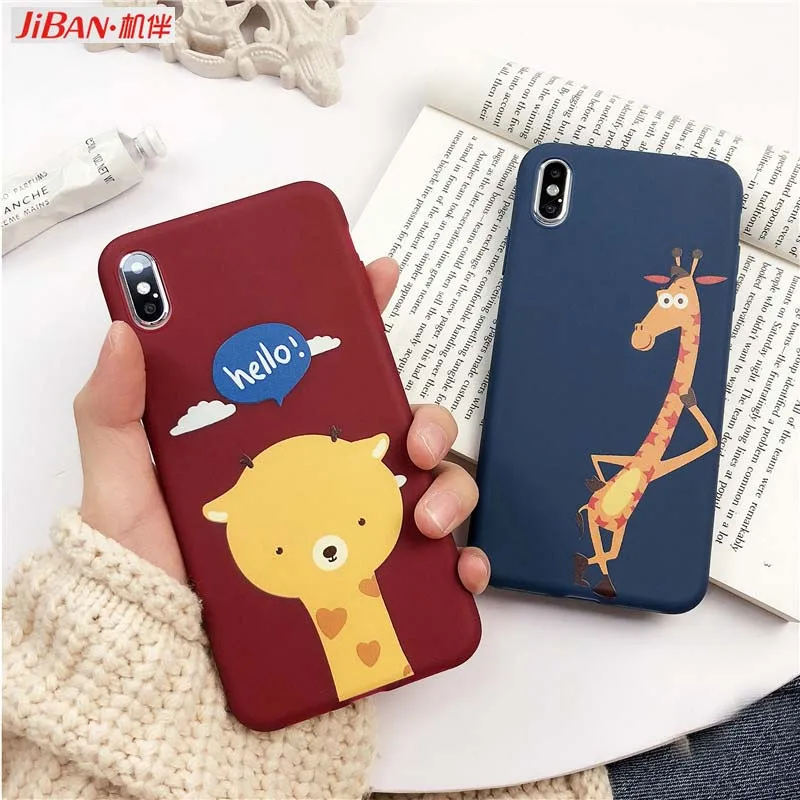 JIBAN милый чехол для телефона с жирафом Apple Iphone X XS MAX XR пара матовый мягкий