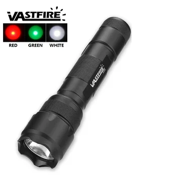 

Aluminium 800 LM Tactical 502B Green/Red/White Q5 LED Flashlight Hunting Torch +Gun Mount Rail Picatinny Lamp+Pressure Switch