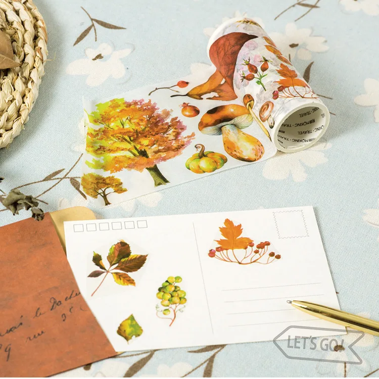 Fresh Natural Plant Collection 9cm Wide Washi Tape Stickers Adhesive For Tool Scrapbook Diy Japanese Stationery Floral | Канцтовары для