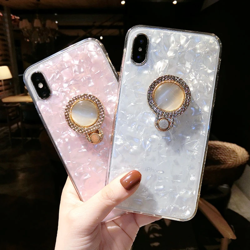

Fashion 3D Pearl Ring Retro Shell Glitter soft case for iphone 5 5s 6 6s 7 8 plus X cover for Samsung galaxy S7 edge S8 S9 note8