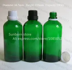 10 шт. 100cc зеленый бутылка с эфирным маслом, 100 мл зеленая стеклянная бутылка с винтовой крышкой, косметические бутылки
