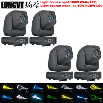 

Free Shipping 4pcs/lot 100W LED Lyre Moving Head Light Spot + 4x10w RGBW Wash Light for DJ Disco Nightclub Party