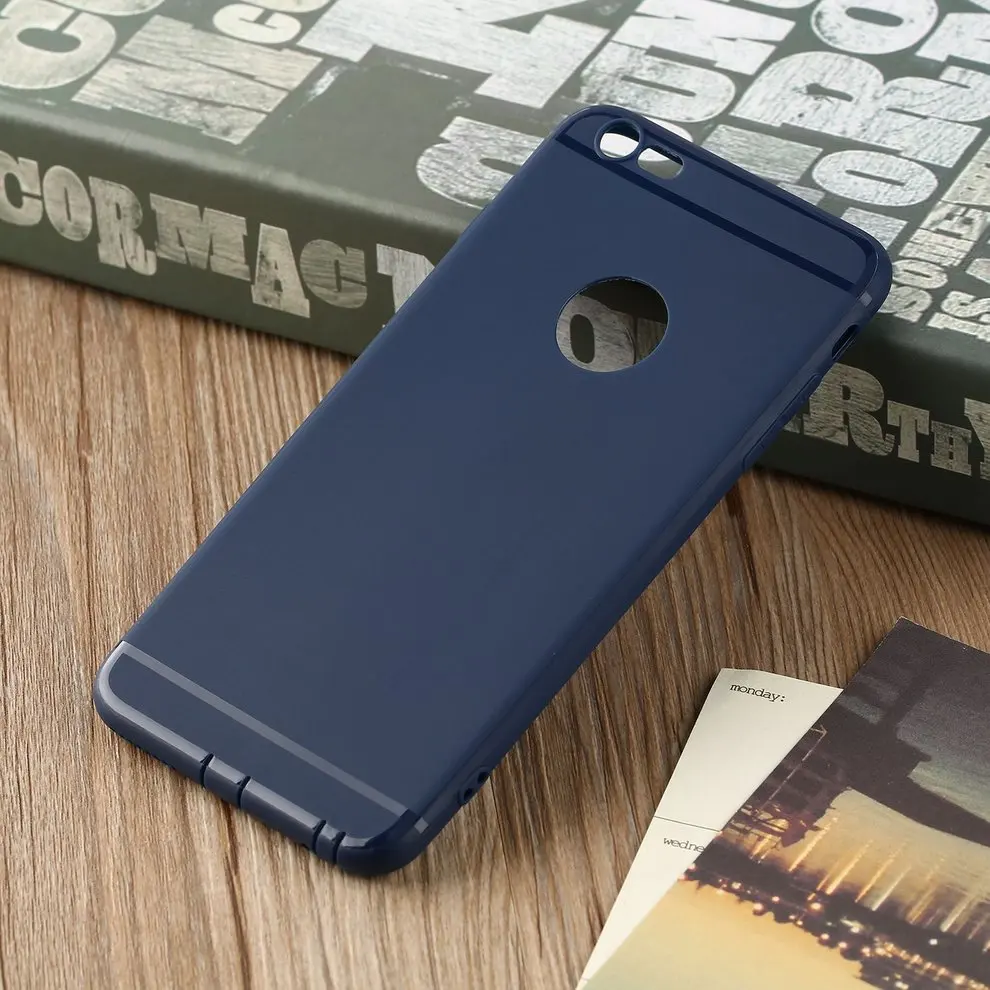 

5pcs Silicone Matte Back Cover Shockproof Blue Protective Phone Case Shell For iPhone 6/6S Plus