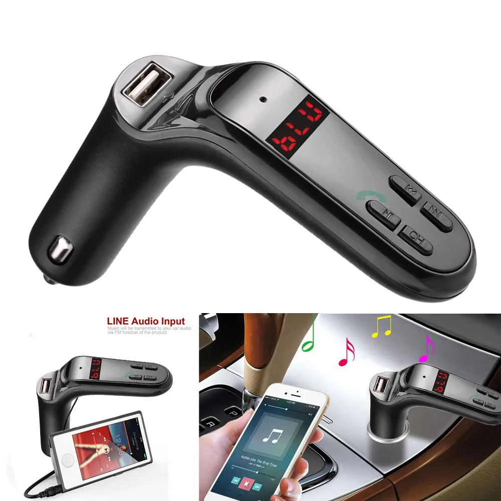

Bluetooth Car Kit Handsfree FM Transmitter Radio MP3 Player USB Charge AUX for Android Phone Smartphone Cellphone Phoes