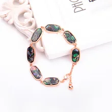 Овальной формы Абалон оболочки браслеты KS стиль Милли розовое золото звено браслет в Абалон оболочки KS овальной формы Абалон браслеты