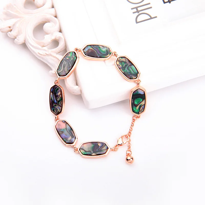 

Oval Shape Abalone Shell Bracelets KS Style Millie Rose Gold Link Bracelet In Abalone Shell KS Oval Shape Abalone Bracelets
