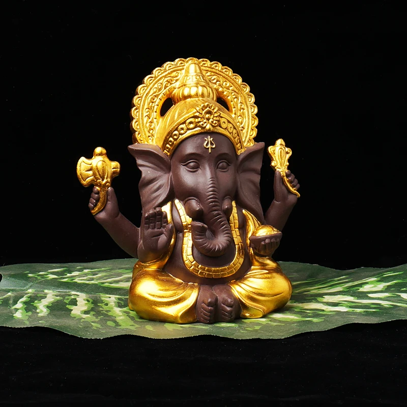 

Ganesha series Home decor Buddha statues Figurines Ceramic Decoration Purple sand White porcelain Elephant Buddha