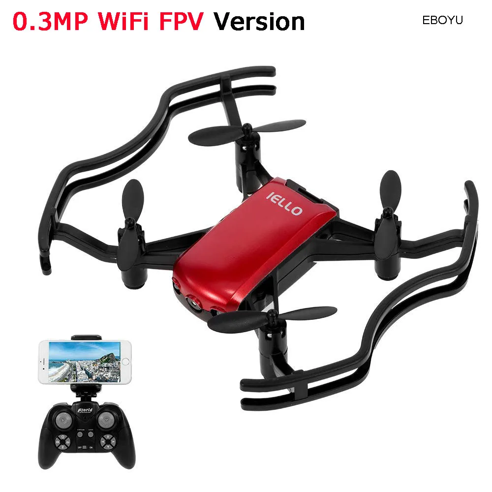 EBOYU F21W F21G Florld IELLO 720P Мини WiFi FPV Радиоуправляемый Дрон, удерживающий высоту, селфи-Дрон с управлением с приложением, Радиоуправляемый квадрокоптер, Дрон RTF - Цвет: Red 480P WiFi Cam