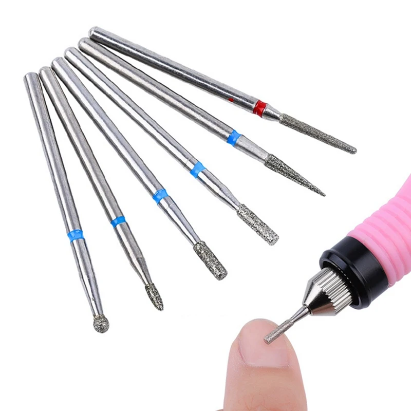 

Electric Nail Drill Bits Diamond Ceramic Milling Nail Cuticle Cutter Manicure Tips Nail Polish Remove File Tool 6Pcs