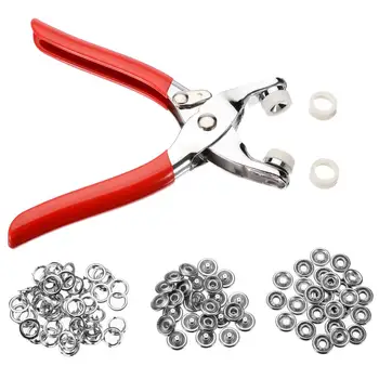 

25 Set 9.5mm Metal Prong Rings Buttons Press Studs Snap Fasteners + Plier DIY Tool Kit for Clothes