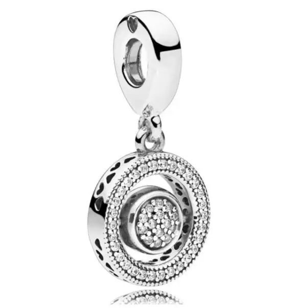 

925 Sterling Silver Charm Openwork Radiant Spinning Hearts With Crystal Pendant Beads Fit Pandora Bracelet & Necklace Jewelry