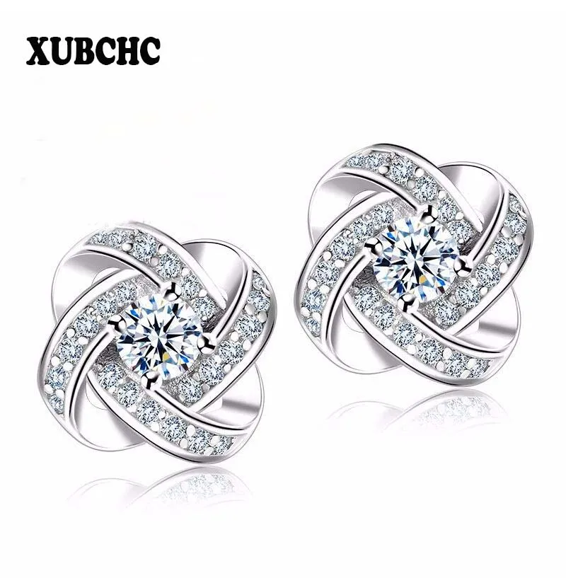 Серьги гвоздики XUBCHC со стальными белыми кристаллами и крестом для женщин модные
