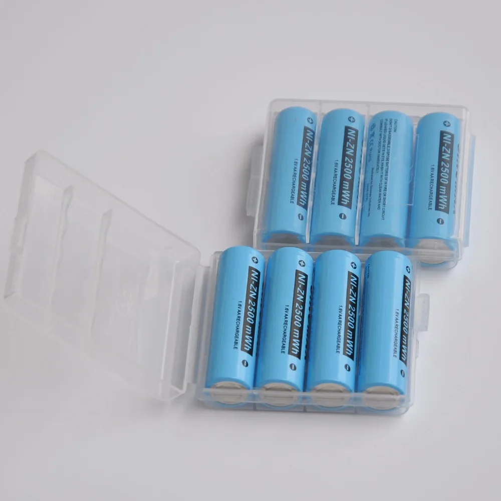 

8PCS 1.6V AA rechargeable Ni-Zn battery 2500mwh NiZn Ni zn cell + storage case for camera toys replace 1.2v ni-mh batteries