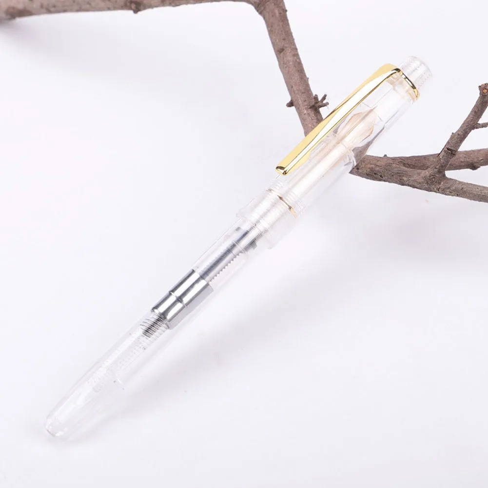 

0.5mm Tip Office Plastic Portable Students Lightweight Smooth Writing Transparent Calligraph Practice Stationery Fountain Pen