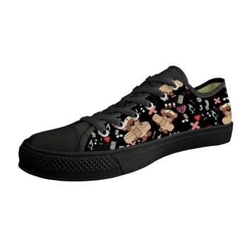 

Customized Spring Male Vulcanize Flats Shoes Cartoon Nursing Bear Printed Casual Man Lace-up Shoes Student Boys Canvas Sneakers