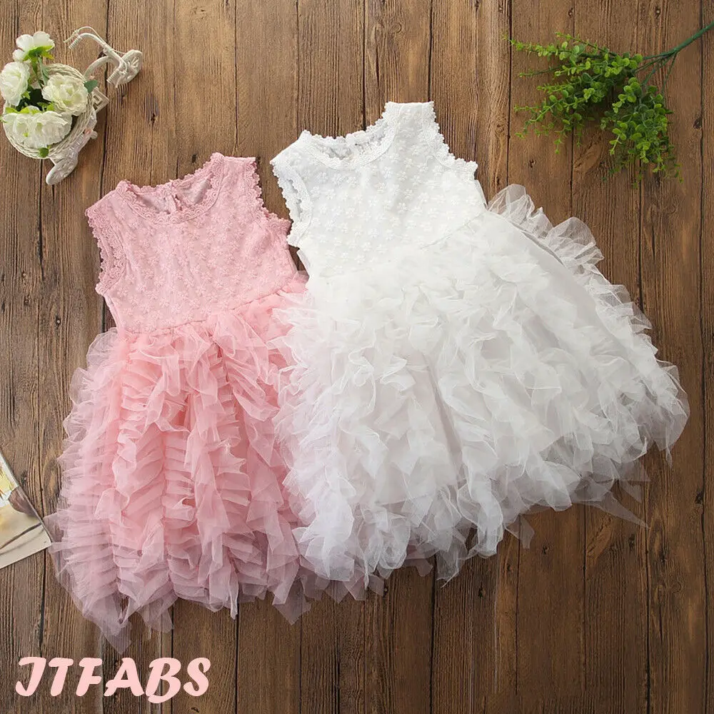 

Emmababy 2019 Floral Girls Princess Christening Fancy Dress Toddler Party Costume Tulle Wedding Birthday Tulle Tutu Dress 1-6Y