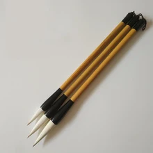 3 шт., китайская кисть для каллиграфии, чистая шерсть, кисточки для письма, рисования, большой, средний, маленький набор кистей для студентов