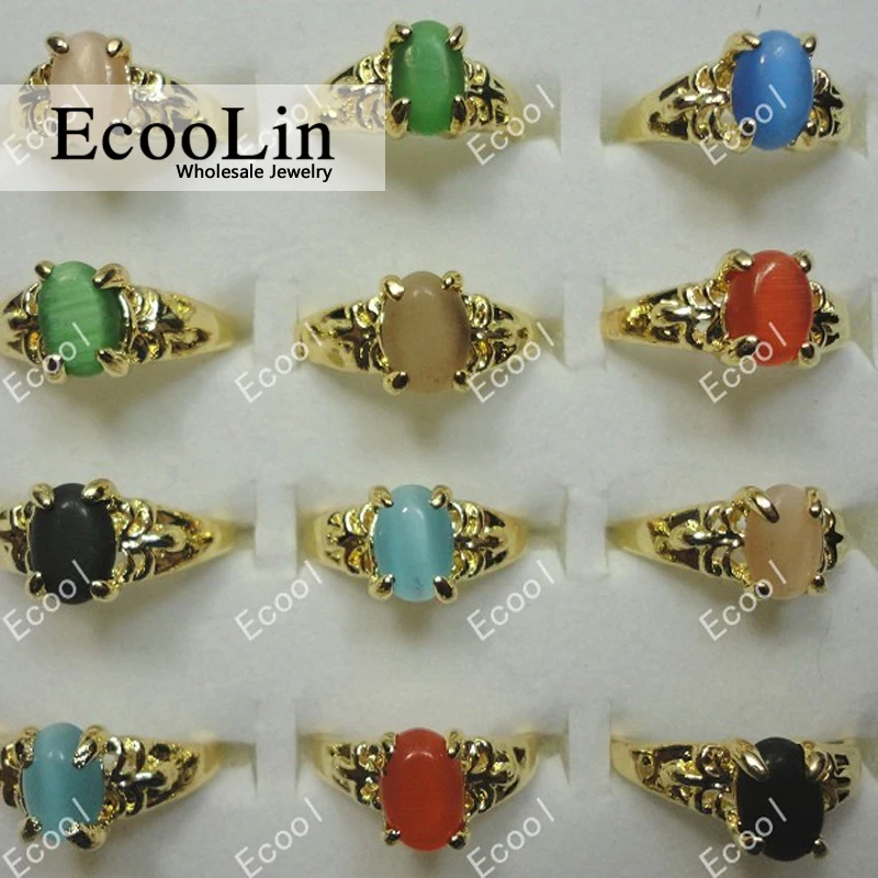 

30pcs wholesale jewelry ring lot New mixed lots Fashion cat-eye gold women rings LB005 free shipping