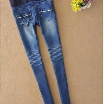 탄성 허리 출산 청바지 바지 임신 옷 가을/겨울 2017 새로운 임신 한 여자 구멍 바지 출산 플러스 크기