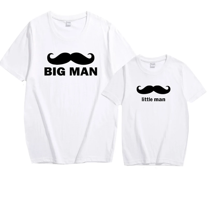 

2019 New Family Look Family Matching Clothes Mustache Print Family T-shirt Big Man Little Man Dad Son Matching Clothes Fashion