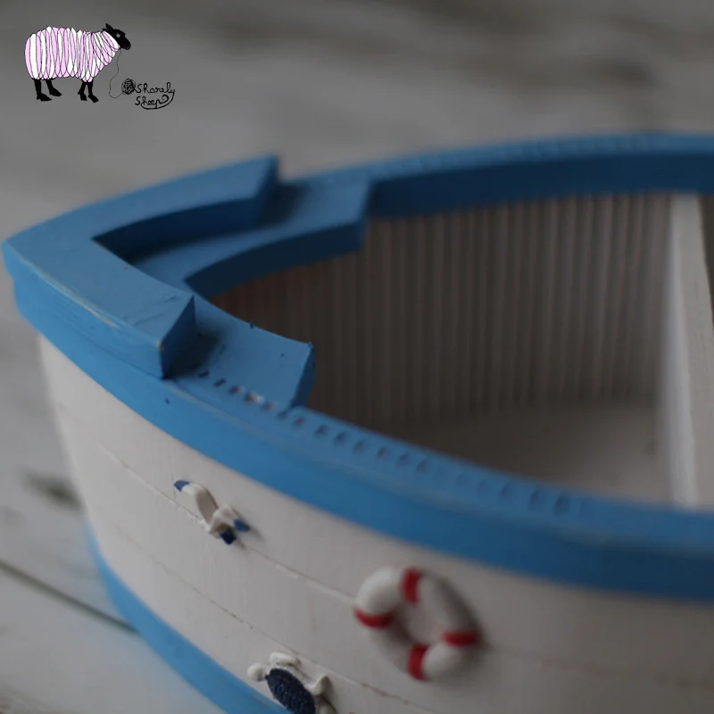 Newborn Baby Photography Ocean Theme Wooden Boat Props Infant fotografia Props Baby Boy Photo Shoot Studio Solid Wood Basket