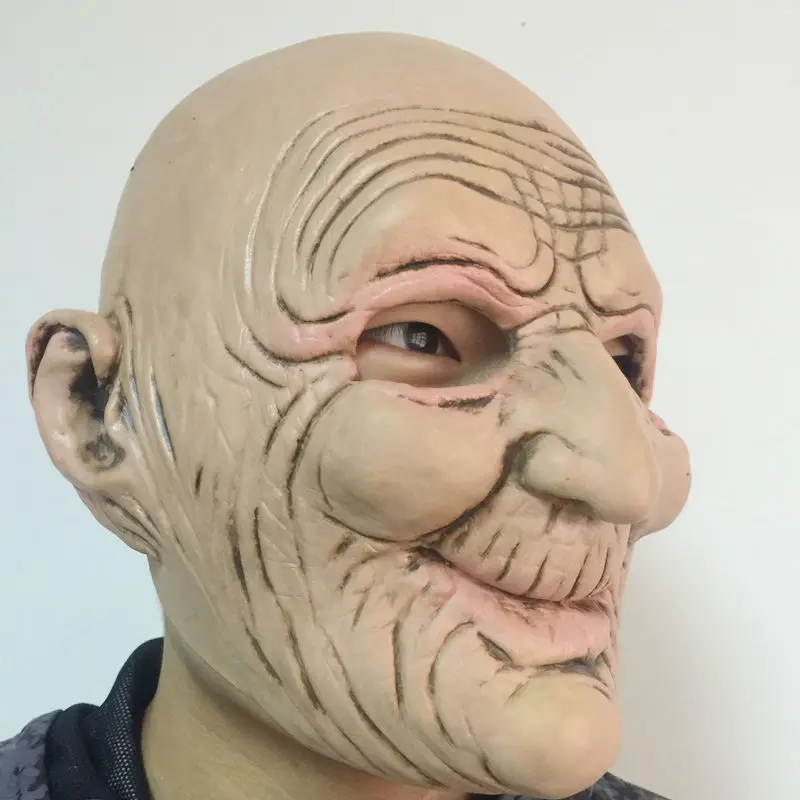 Смешная улыбающаяся латексная маска для пожилых людей на Хеллоуин, реалистичные резиновые маски на все лицо, маскарадный костюм, реквизит для костюмированной вечеринки, для взрослых, размер
