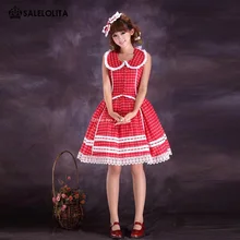 Заказной модный супер милый Красный Клетчатый хлопковый принцесса кружева лук сладкий Лолита платье