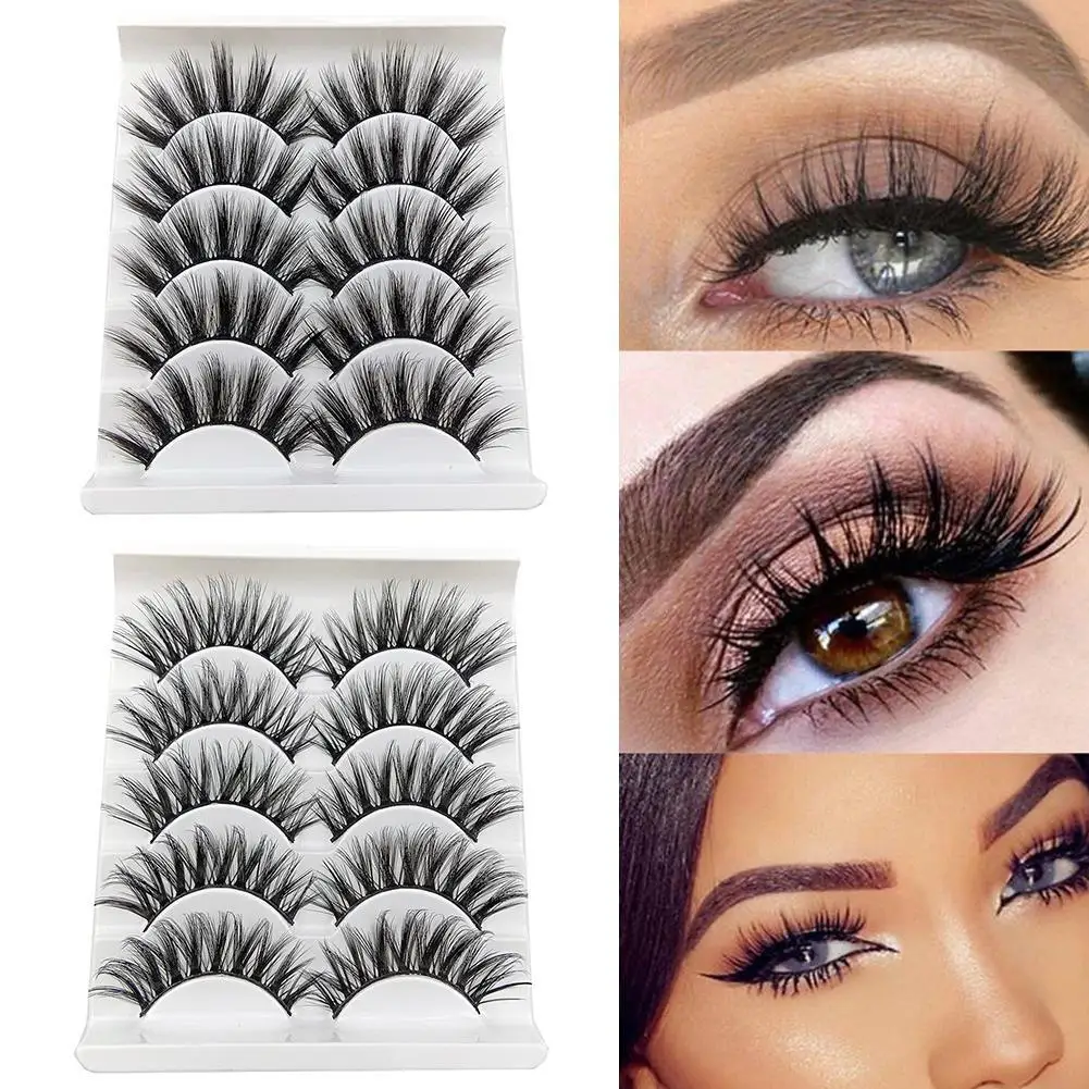 

5 pairs natural false eyelashes fake lashes long makeup 3d mink lashes extension eyelash mink eyelashes for beauty Eye Lashes