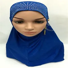 12PCS 2017 New Crystal Hemp Hijab Hooded Bead Hot Drilling Cover Hat Women Muslim Islamic Scarf Underscarf Headwear Hot Sale