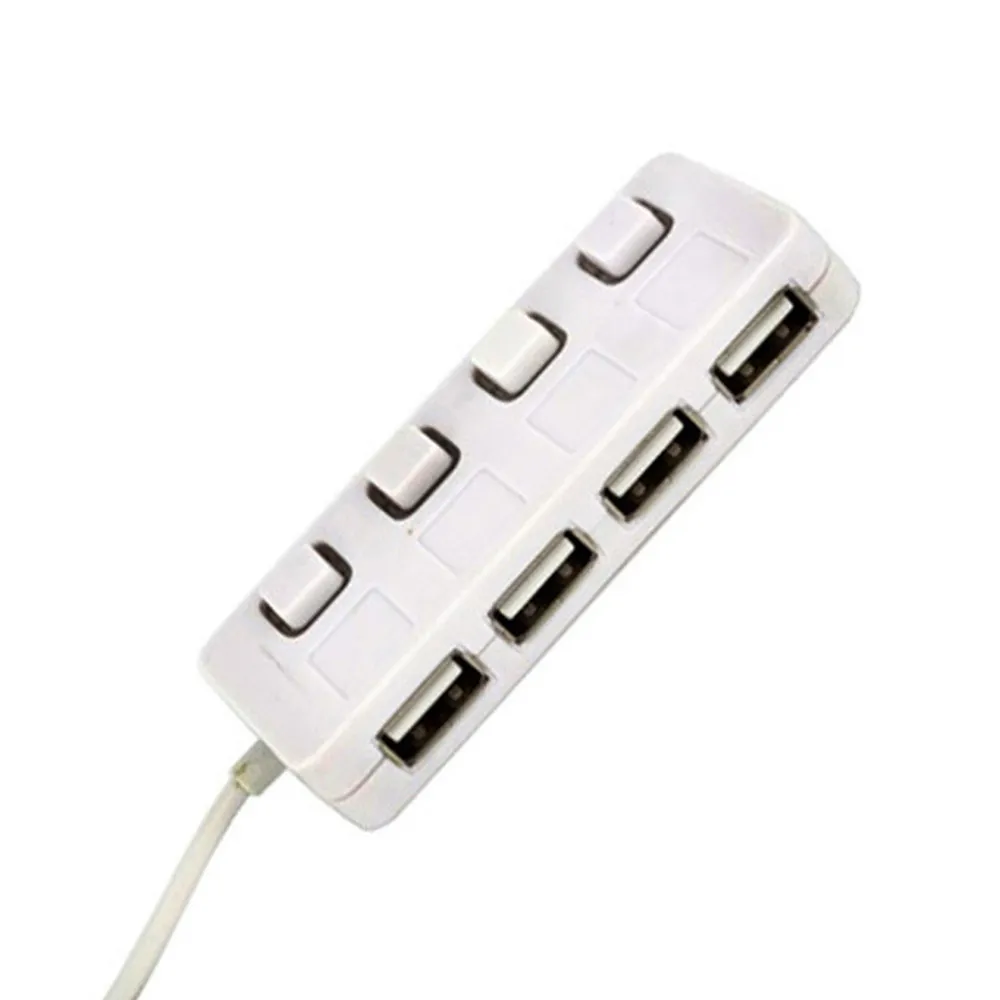 Computer Peripherals USB Hub 4Port USB 2.0 with ON/OFF LED Switch Compact Usb Muti Hub Adapter Expansion Splitter #35