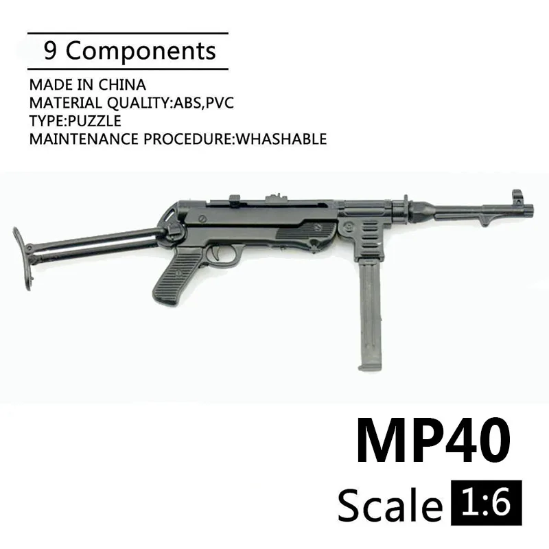 

1:6 MP40 Submachine Gun World War II Plastic Assembled Firearm Puzzle Model For 12" Soldiers Military Weapons Building Blocks