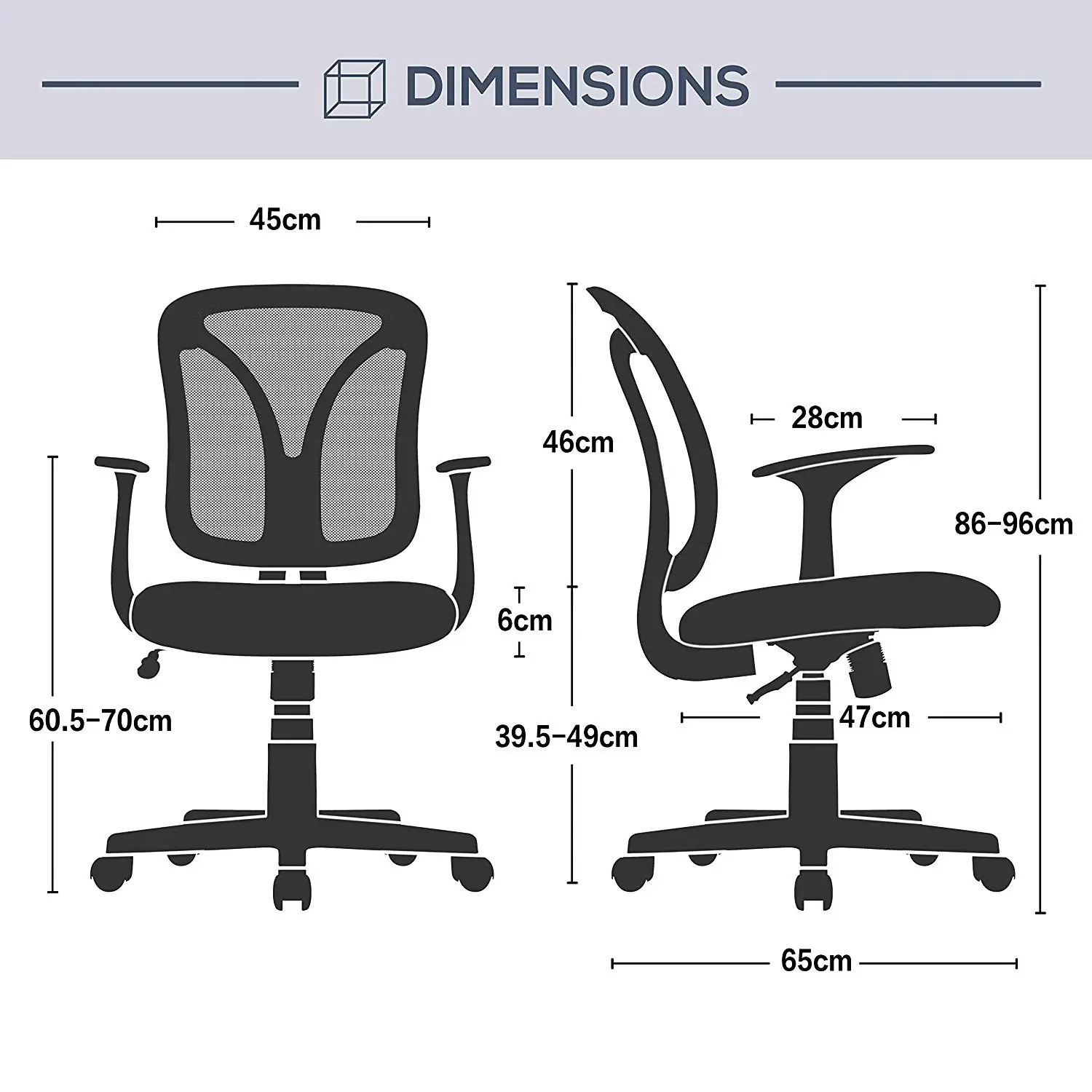 Ergonomic Fabric Mesh Office Chair Medium Back Padded Desk Chair for Bedroom Adjustable Swivel Chair with Back and Arms