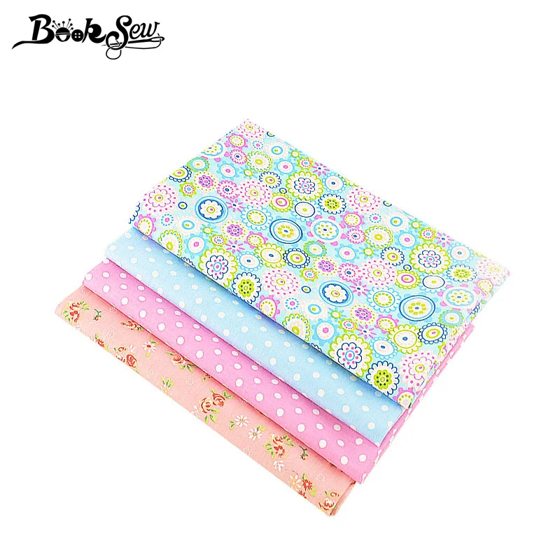 Booksew Stoffen Cotton Fabric 4PCS/lot 40cmx50cm Floral Dots Telas Patchwork Algodon Sewing Clothes Tissu Tilda Materials