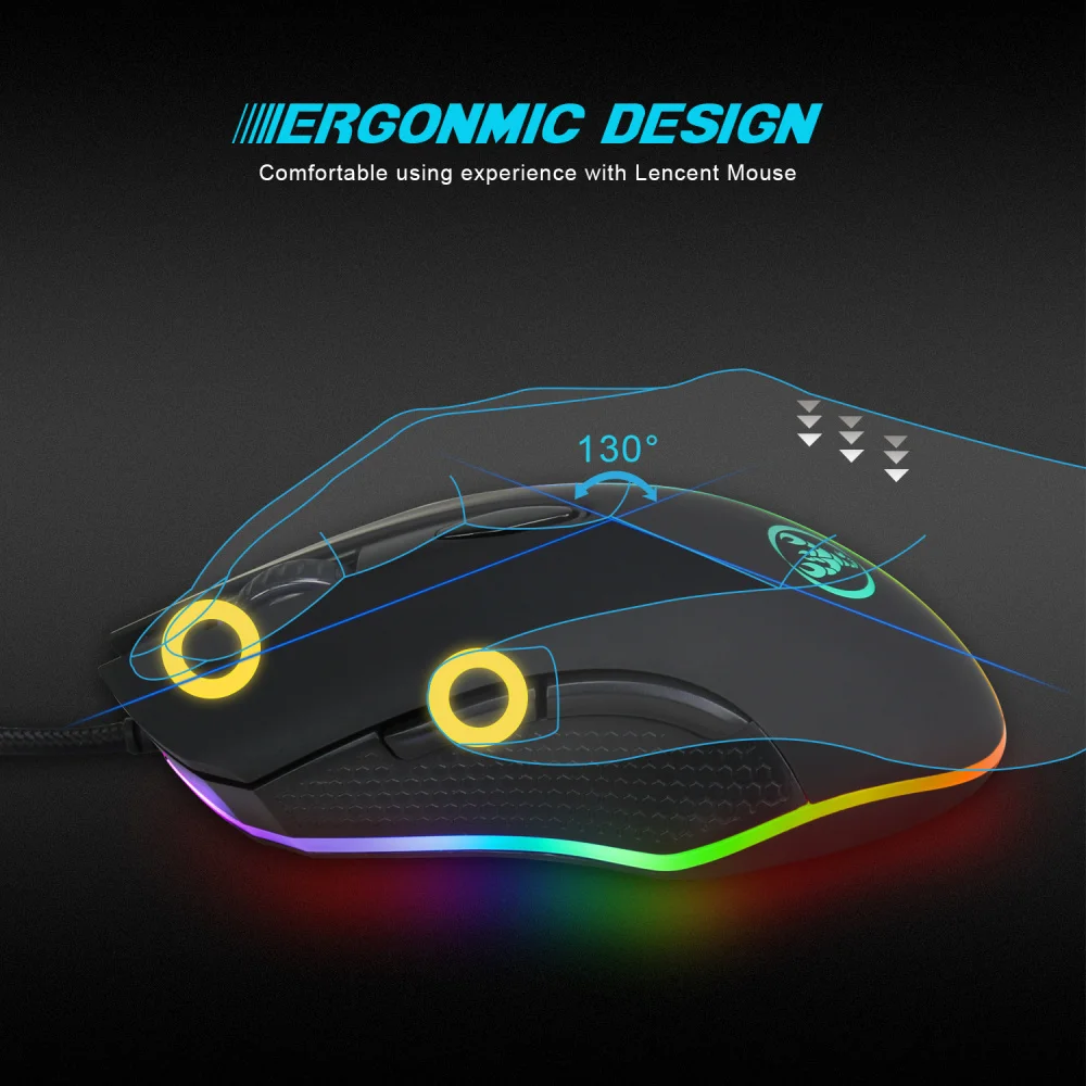 Программируемая игровая мышь 4800 dpi 6 кнопок RGB с подсветкой USB Проводная оптическая игровая мышь для ПК компьютера ноутбука