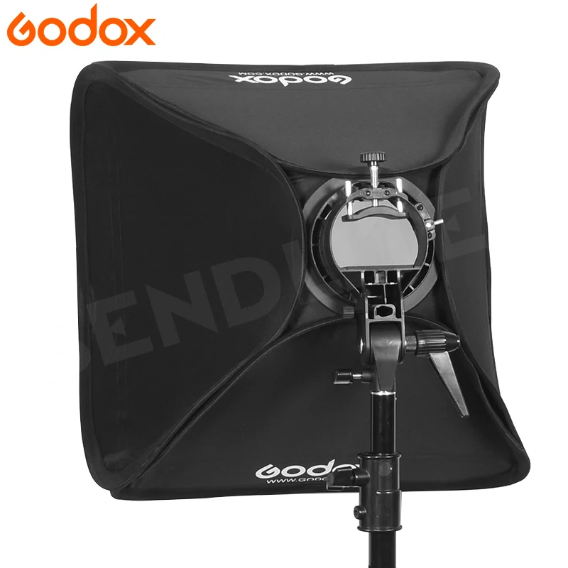 Godox 60x60 см софтбокс комплект Рассеиватель Вспышки+ s-образный кронштейн Bowens держатель для Canon Nikon Flash Speedlite 60*60 см софтбокс