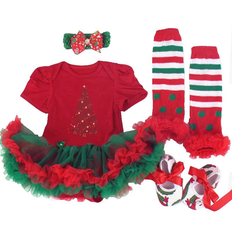 Рождественское платье Одежда для новорожденных девочек осенне-зимний хлопковый детский комбинезон, комплект одежды для малышей, костюм в горошек для маленьких девочек