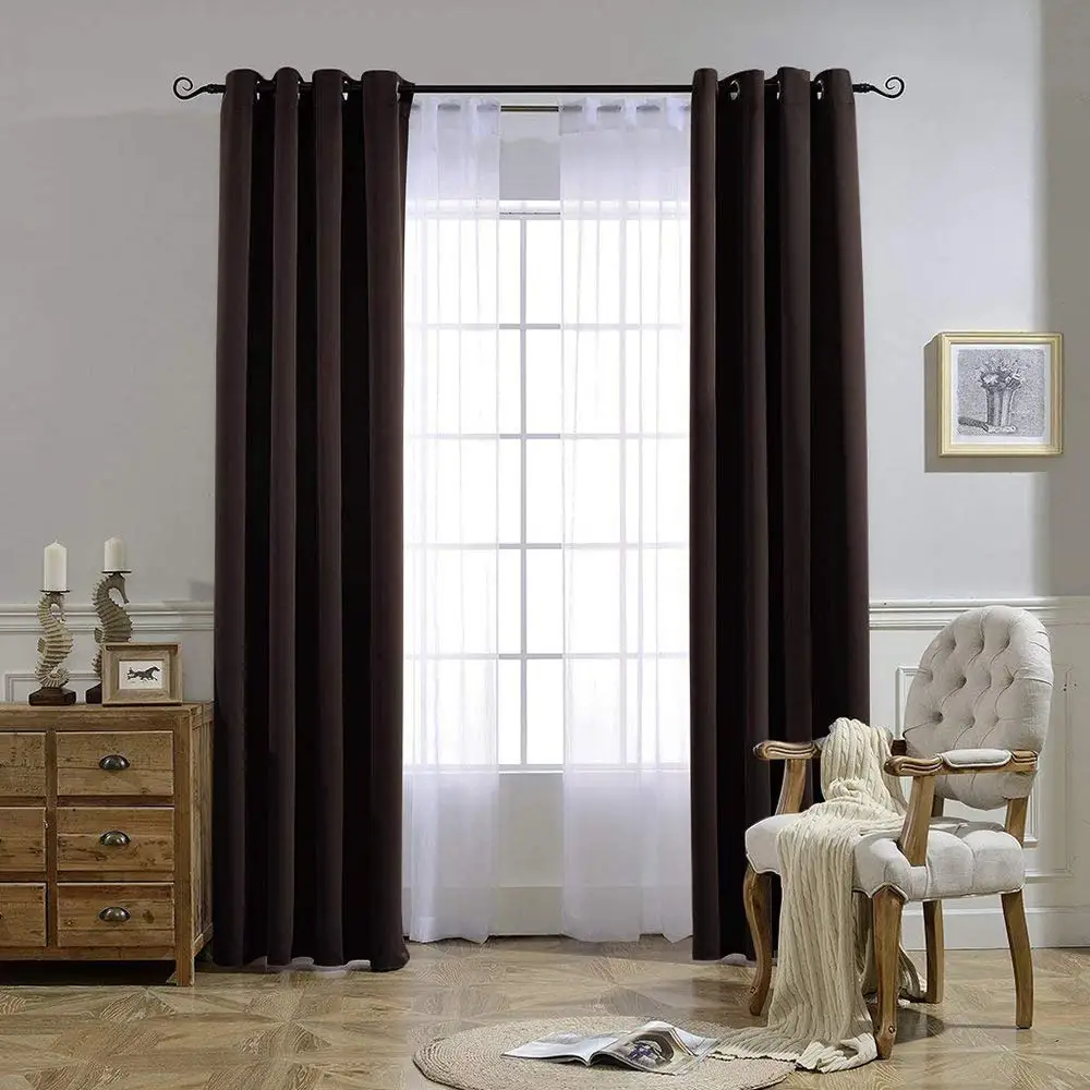 

Solid Blackout Curtains for Living Room Bedroom Window Treatment Blinds Finished Drapes Modern Black Out Curtain