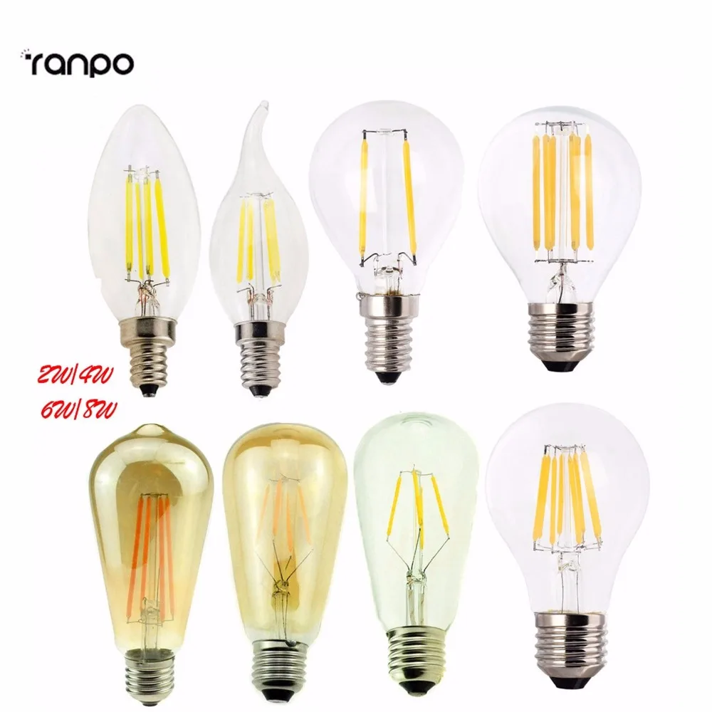 

Dimmable E12 E27 E14 G45 A60 LED Bulb Light Edison Retro Vintage Filament Lamps ST64 Bulb Retro Edison Light For Pendant Lamp