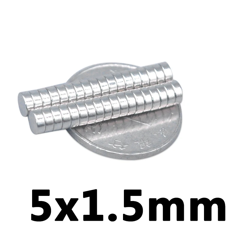

150pcs 5 x 1.5mm N35 Mini Super Strong Rare Earth Fridge Permanet Magnet 5x1.5 Small Round Neodymium Magnet 5*1.5