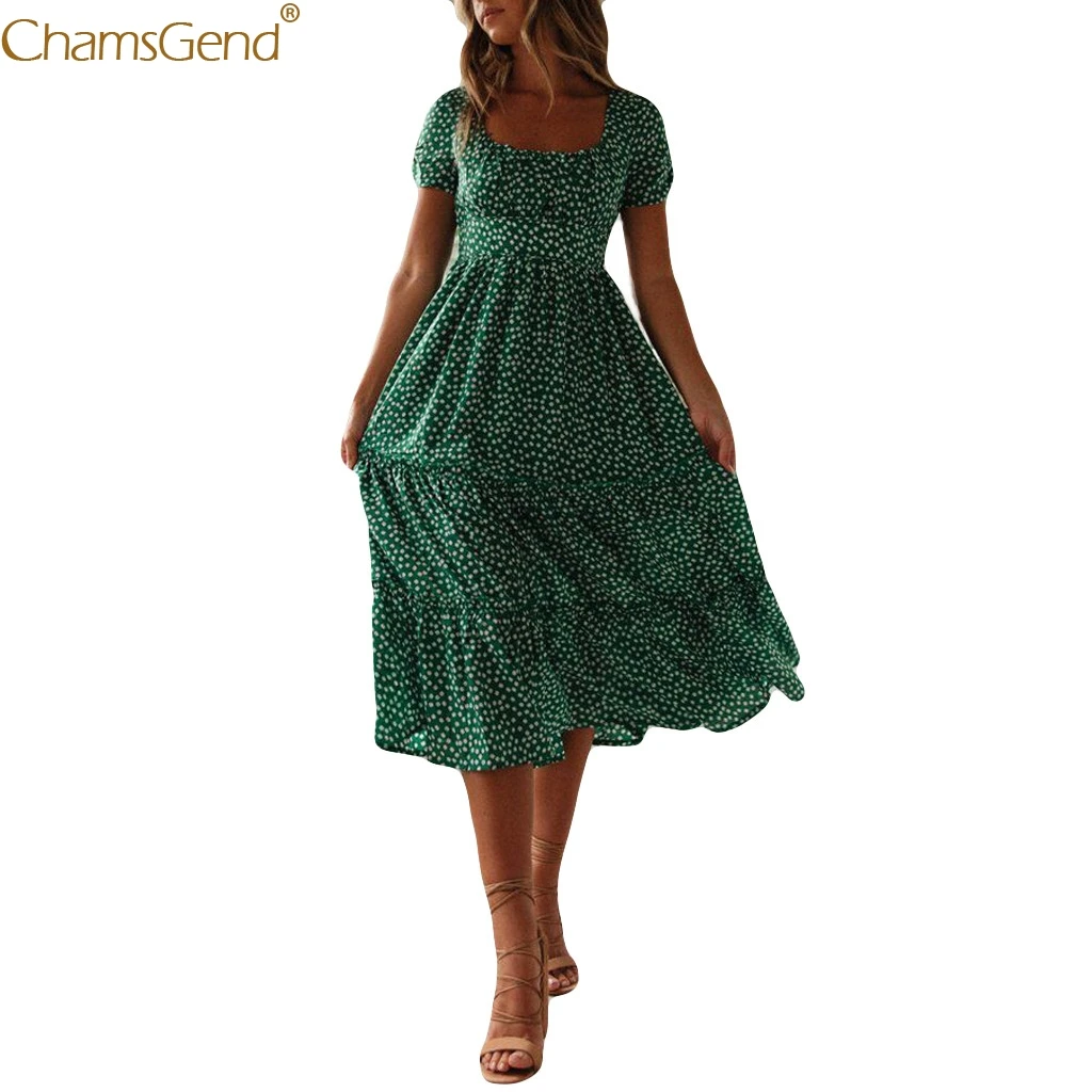 green bohemian dress