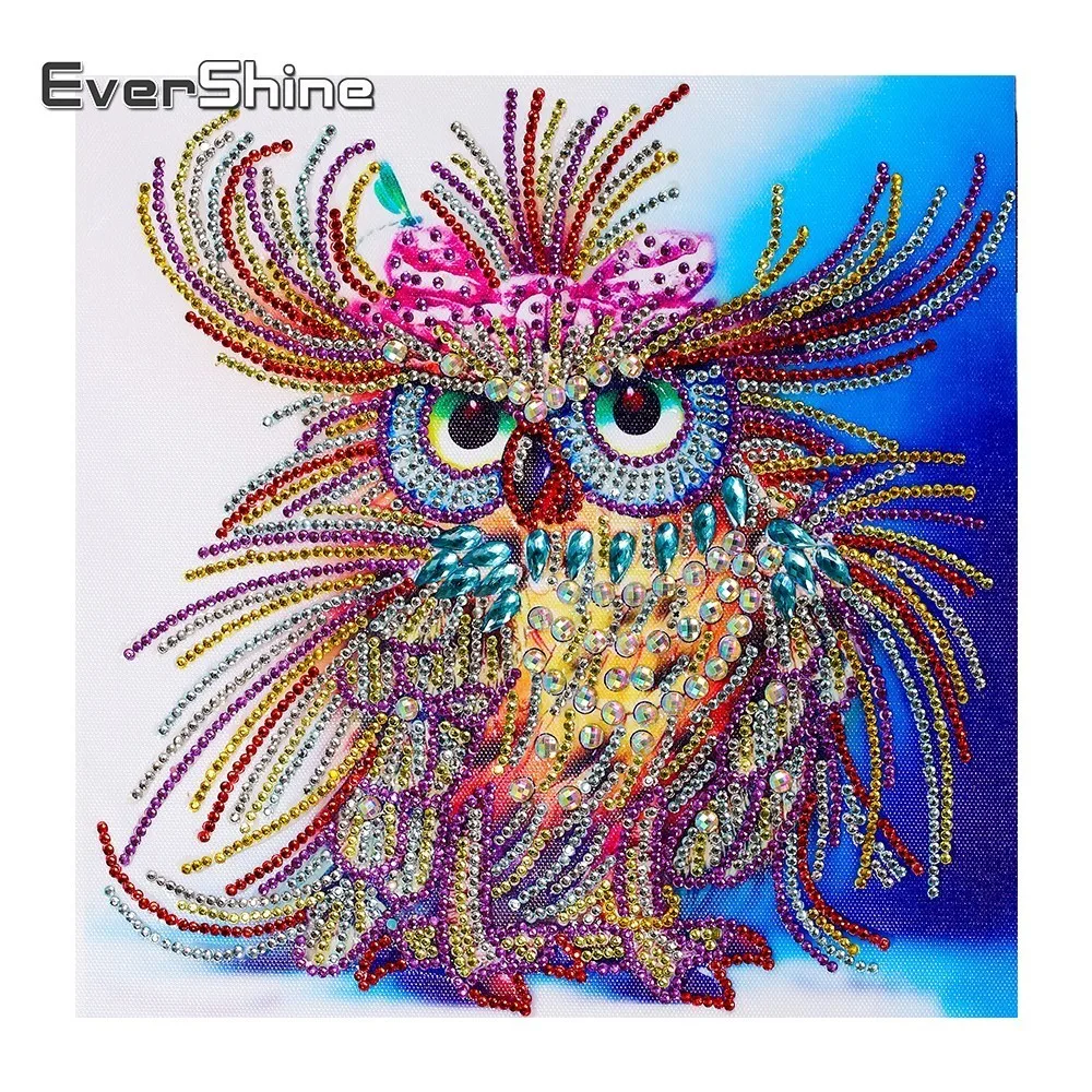 

EverShine Special Shaped Diamond Painting Owl Pictures Of Rhinestones 3D Drill Mosaic DIY Diamond Embroidery Animal Well Decor