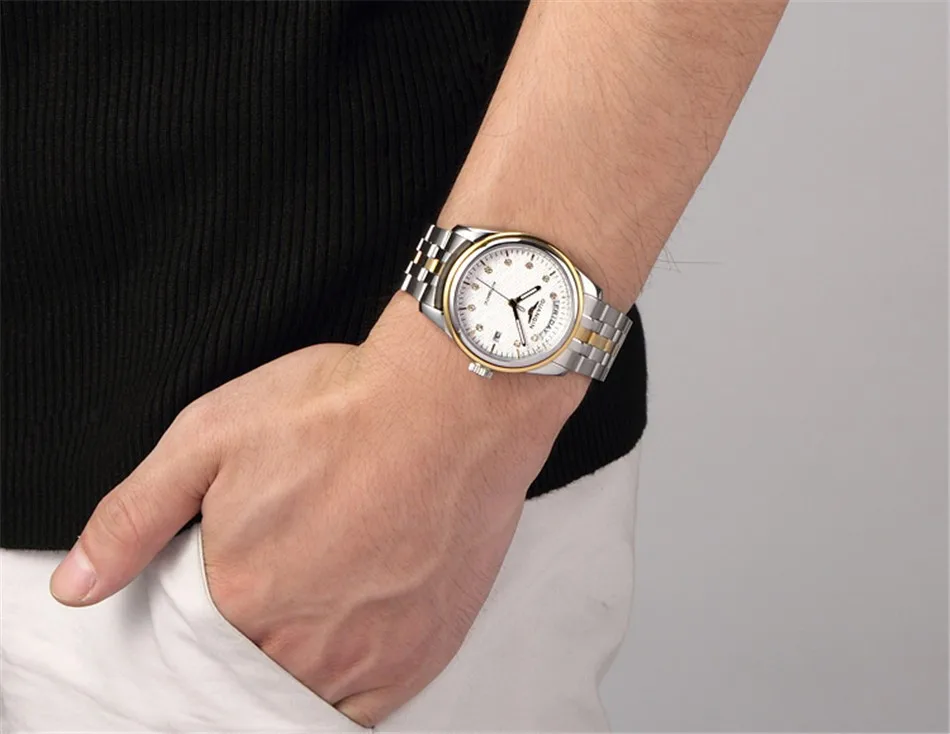 Новинка GUANQIN мужские часы Топ бренд класса люкс автоматические Дата Неделя механические часы Золото Нержавеющая сталь наручные часы reloj hombre