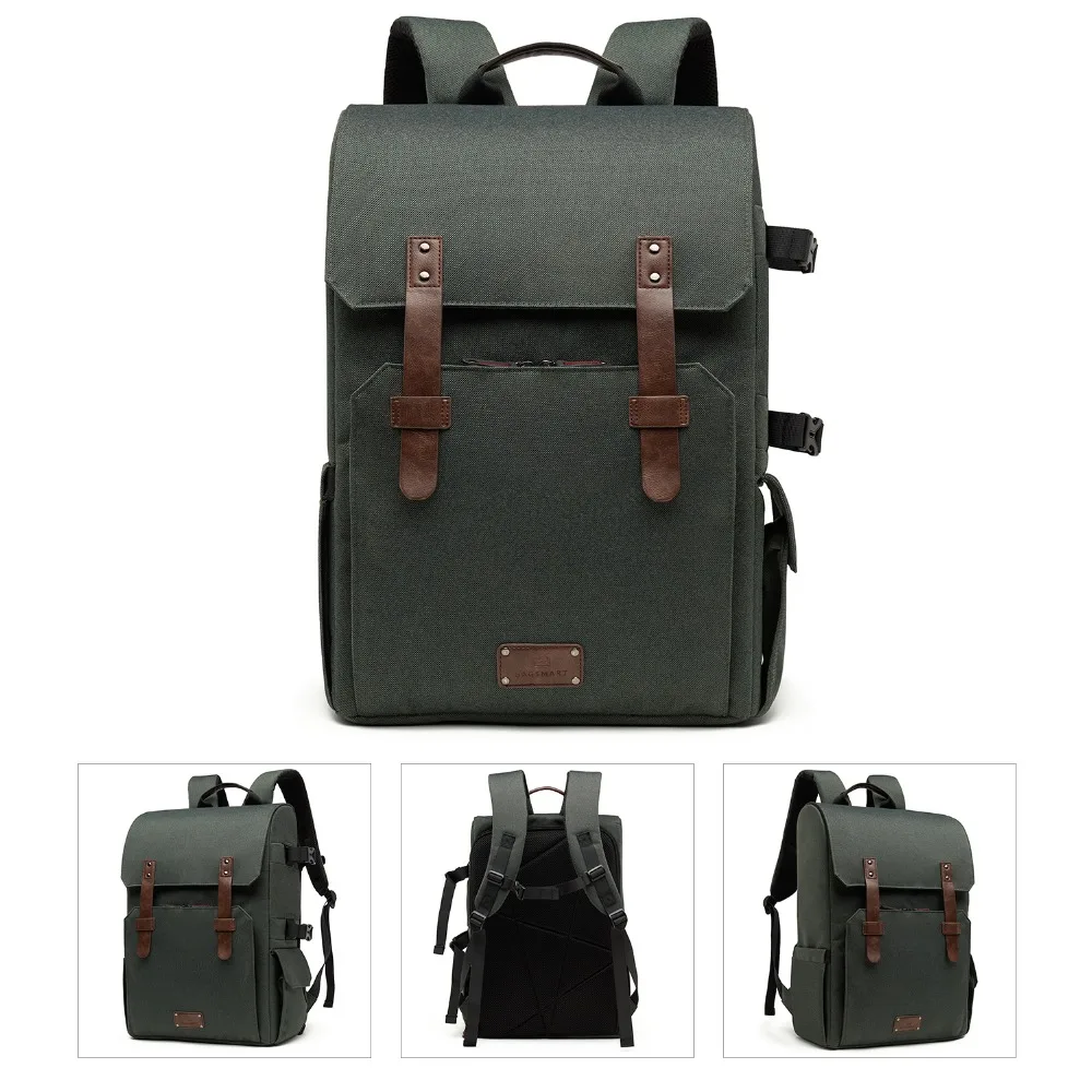 BAGSMART 15.6'' Laptop School Bag Waterproof Camera Backpack for SLR/DSLR Cameras With Rain Cover
